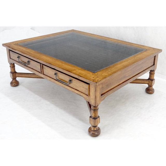 Wood Large Spanish Colonial Style Showcase Glass Top Coffee Table on X Base For Sale - Image 7 of 12