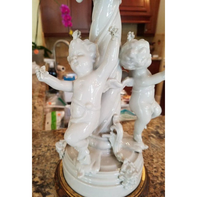 1980s Vintage Blanc De Chine Putti Lamps - A Pair For Sale - Image 4 of 10