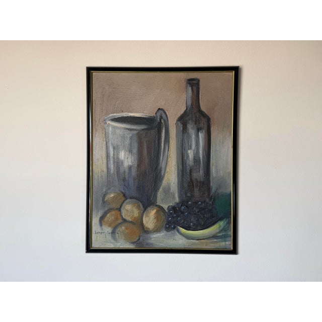 Mid-Century Modern 1970's Vintage Gasper Gunhz Modernist Still Life Mixed-Texture Oil on Canvas Painting, Framed For Sale - Image 3 of 12