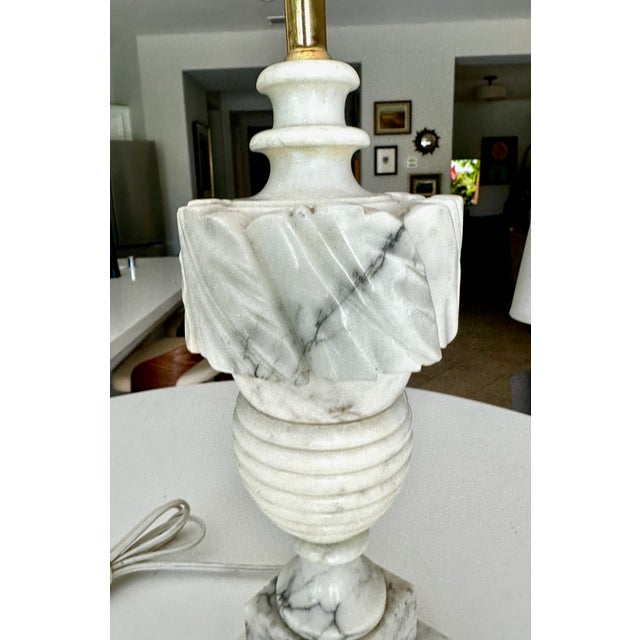 Single Italian Urn Neoclassic Alabaster Table Lamp For Sale - Image 9 of 15
