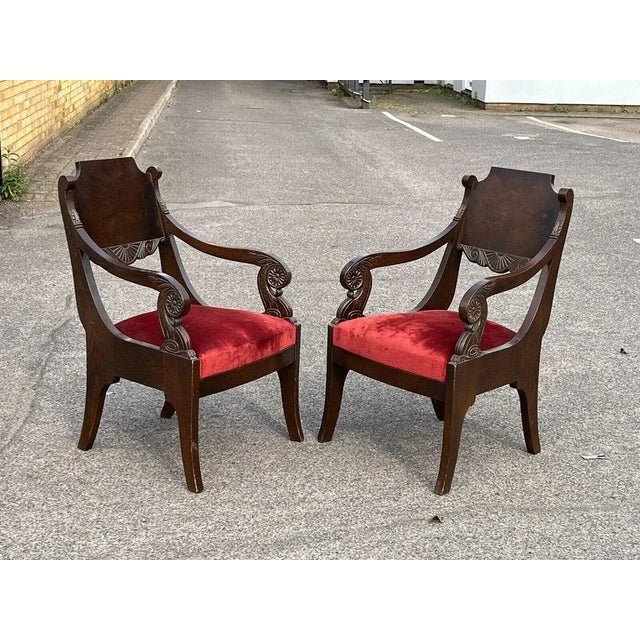 Traditional Set of Empire French Library Armchairs For Sale - Image 3 of 10