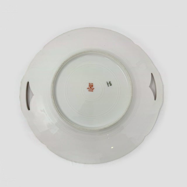 Early 20th Century Elite Limoges 10.5" Floral Gold Trim Porcelain Cake Plate / Platter For Sale - Image 4 of 4