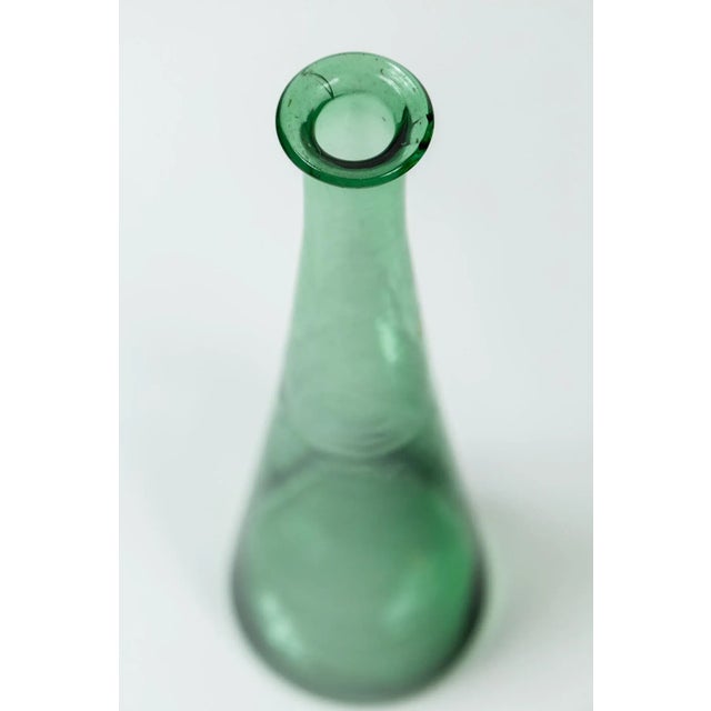 Glass Mid-Century Green Glass Decanter, Empoli, Italy For Sale - Image 7 of 9