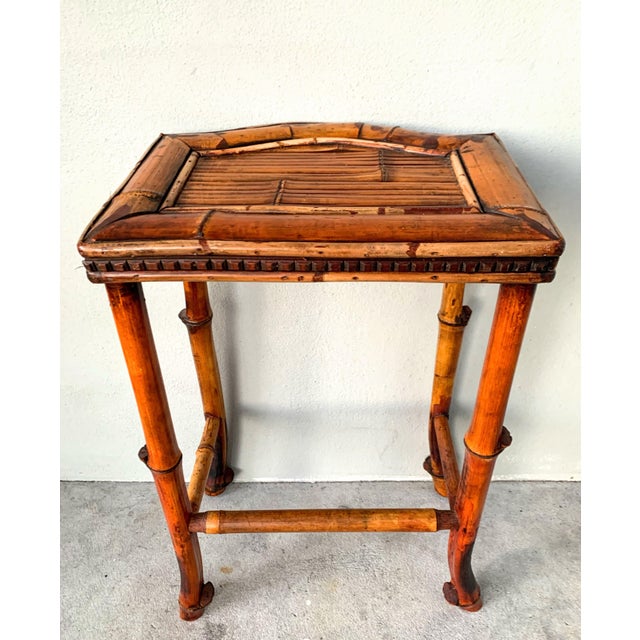 Rare Bamboo Parquetry Tortoiseshell Bamboo Fern Stand/Side Table - French Aesthetic Movement in the Style of Perret & Vibert, Paris, Circa 1890 For Sale - Image 9 of 12