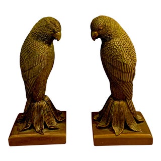 1990s Art Deco Style Parrot Bookends - a Pair For Sale