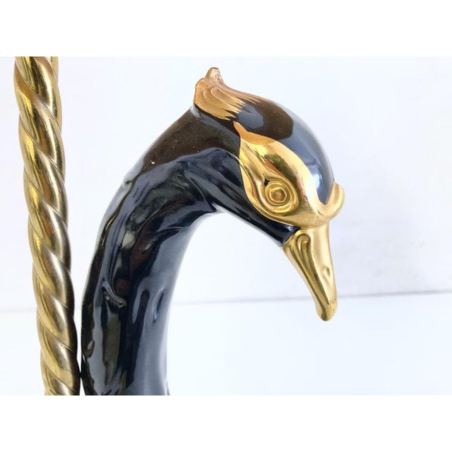 Sculpable Ceramic Table Lamp with Swan by Ceramiche Zanotto, Bassano, 1960s For Sale - Image 17 of 18
