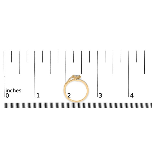 Metal 14K Yellow Gold Plated .925 Sterling Silver Diamond Accent Filigree Heart Promise Ring (I-J Color, I3 Clarity)- Size 6 For Sale - Image 7 of 7