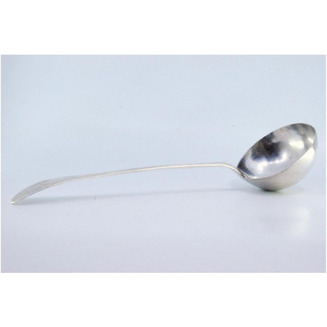 Silver Soup Ladle with Grooves For Sale - Image 3 of 9