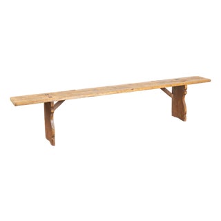 Early 20th Century Rustic Pine Plank Narrow Bench For Sale