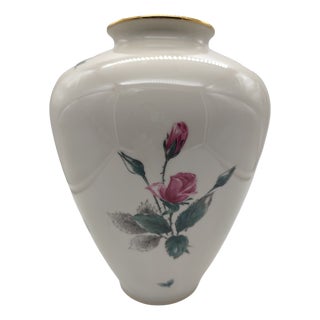 Porcelain Vase with Rose Decoration and Gold Rim from KPM Krister, Germany, 1950s For Sale