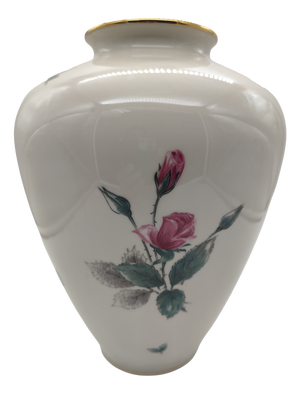 Porcelain Vase with Rose Decoration and Gold Rim from KPM Krister, Germany, 1950s