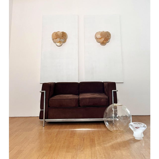 Iridescent Alabaster Gold Disc Glass Wall Sconces, 1990s, Set of 2 For Sale - Image 10 of 18