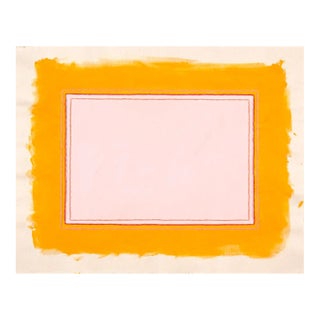 Marigold Yellow & Pink Abstract Minimalist Art Print, 30 X 38 Unframed Print For Sale