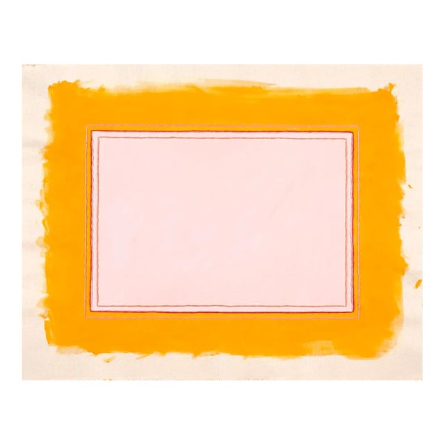 Marigold Yellow & Pink Abstract Minimalist Art Print, 30 X 38 Unframed Print For Sale