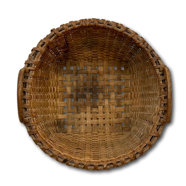 Excellent Smaller 10 Inch Size Antique American Hand Woven Ash Splint Berry Basket With Nice Patina - Late 19th Century For Sale - Image 10 of 18
