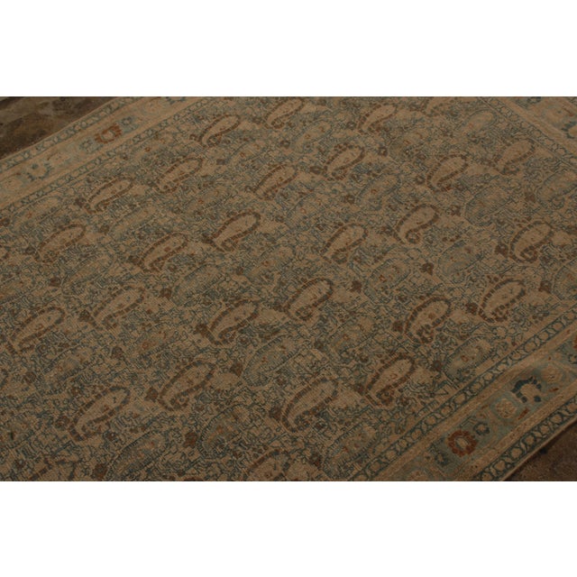 Rug & Kilim Hand-Knotted Antique Khorassan Persian Rug, Beige-Brown and Blue Paisley Pattern For Sale - Image 4 of 9