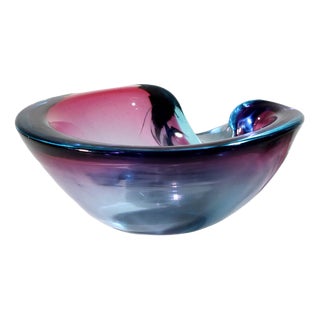 Murano Pink and Blue Sommerso Glass Bowl by Flavio Poli, 1960s For Sale