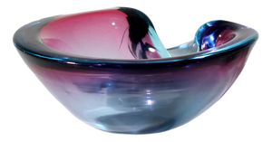 Murano Pink and Blue Sommerso Glass Bowl by Flavio Poli, 1960s