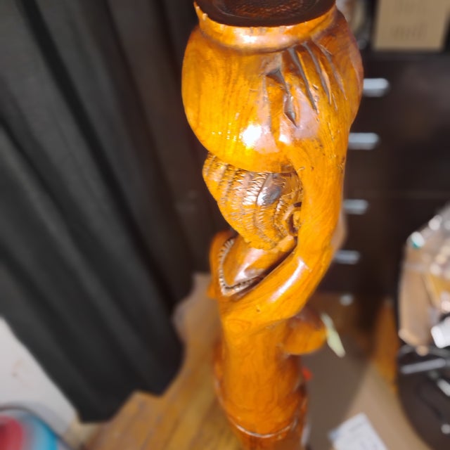 1970s Monumental 47.5" Vintage African Wooden Statue – Hand-Carved Ghanaian Folk Art Floor Sculpture For Sale - Image 4 of 10
