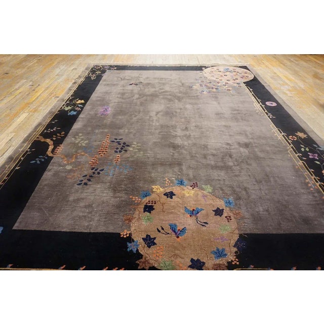 1920s Chinese Art Deco Carpet ( 8'10" x 11'6" - 270 x 350 ) Antique Chinese – Art Deco Gray 1920s Rug, Circa Date: 1920s....
