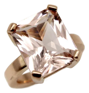 1980s Vintage 14k Rose Gold Emerald Cut Morganite Ring, Size 5.25