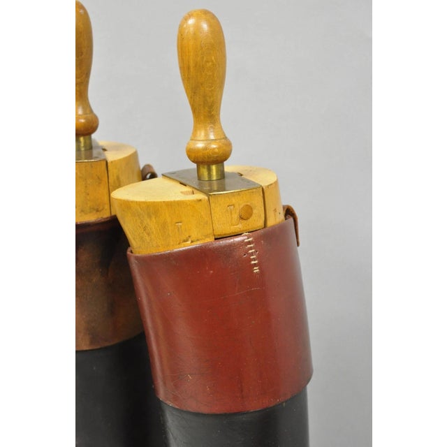 Animal Skin Vintage Maxwell London English Leather Black & Brown Horse Riding Boots W/ Trees For Sale - Image 7 of 18