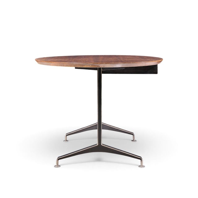 Imperial Desk Co. Imperial Mid Century Oval Walnut and Chrome Desk For Sale - Image 4 of 9
