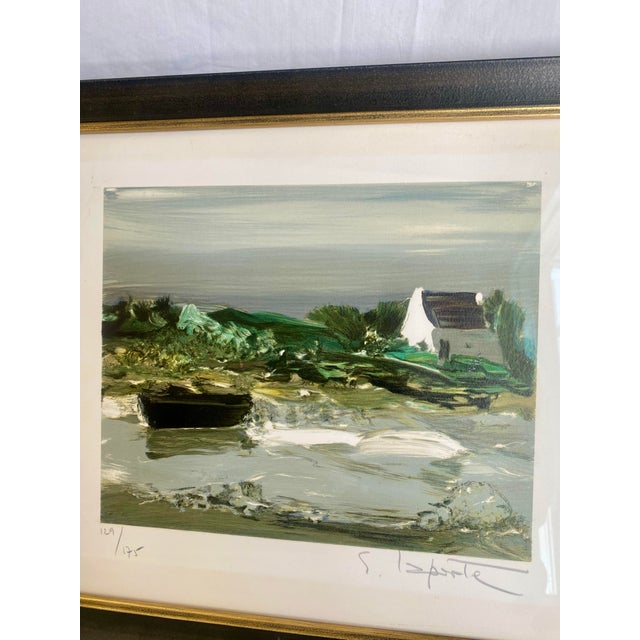 Mid 20th Century Mid 20th Century Vintage, French Lithograph, Laporte, Brittany Coast Landscape, Framed For Sale - Image 5 of 7