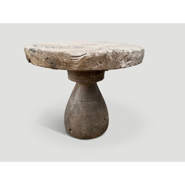 Andrianna Shamaris Century Old Teak Wood Round Side Table For Sale In New York - Image 6 of 6