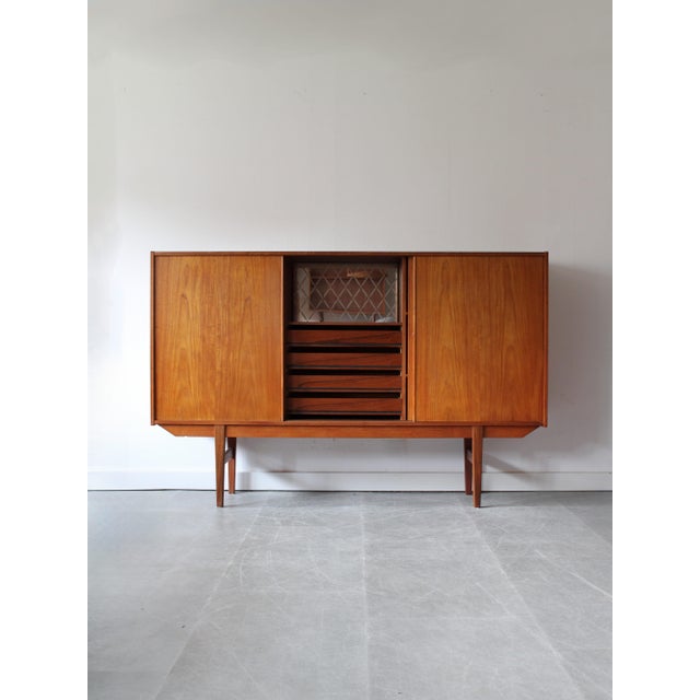 Mid-Century Modern Vintage Danish Highboard in Teak, 1960s For Sale - Image 3 of 13
