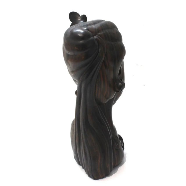 1960s 1960s Rosewood Balinese Bust of a Young Woman For Sale - Image 5 of 13