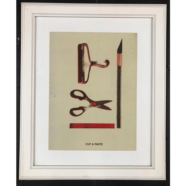 Modern Office Supplies Collage Three Dimensional Art Print "Cut and Paste" For Sale - Image 4 of 5