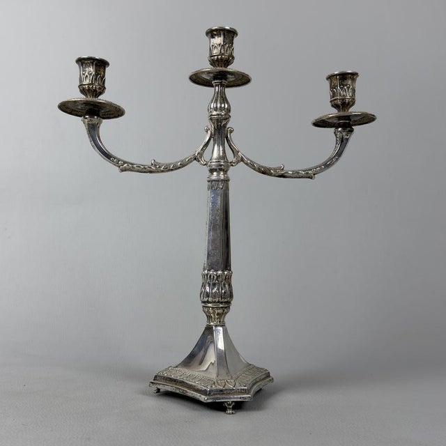 Liberty 800 Silver 3-Flame Candelabra, 20th Century For Sale - Image 4 of 11
