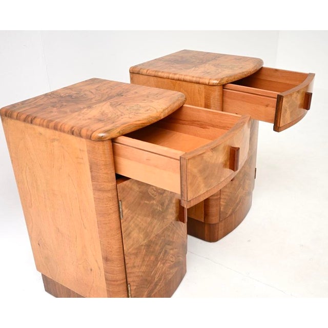 Art Deco Walnut Bedside Cabinets, 1930s, Set of 2 For Sale - Image 11 of 12