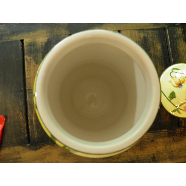 Ceramic Nonni’s Biscotti Jar Yellow Floral Porcelain Cookie Jar Canister For Sale - Image 7 of 9