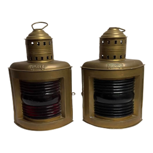 Vintage Nautical Decorative Brass Ship Lanterns, Port and Starboard - a Pair