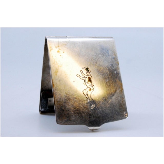 Silver Plain Silver Matchbook with Engraved Dancer For Sale - Image 8 of 10