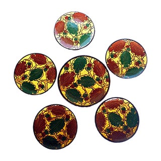 Art Deco RBC Oak Leaf Plates by Bini & Carmignani, 1920s, Set of 6 For Sale