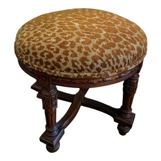 1920s Vintage Leopard Stool For Sale