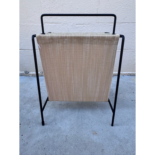 Paul McCobb for Fritz Hansen Magazine Holder, Black Steel & Tan Textile For Sale In San Francisco - Image 6 of 12