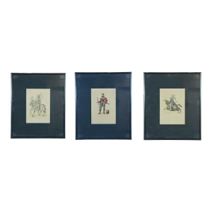 3 Antique German Hefner Alteneck Medieval Knights Armour Lithograph Prints
