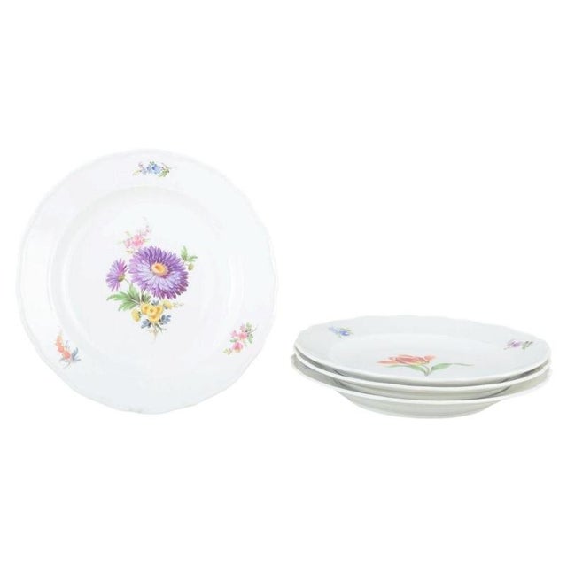 1930s Porcelain Plates with Floral Decor from Meissen, Germany, 1930s, Set of 4 For Sale - Image 5 of 5