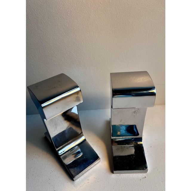 Chrome I-Beam Bookends - A Pair For Sale - Image 4 of 12