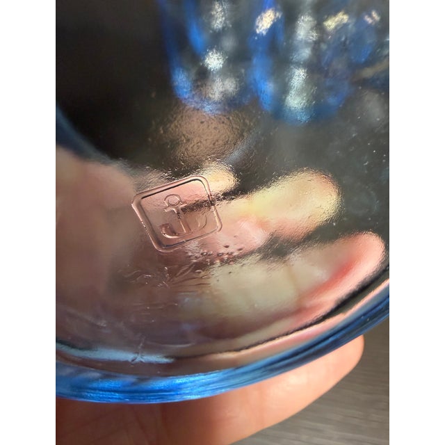 Anchor Hocking Vintage Anchor Hocking Misty Blue Optic Swirl Glasses Set 9 pcs For Sale - Image 4 of 12
