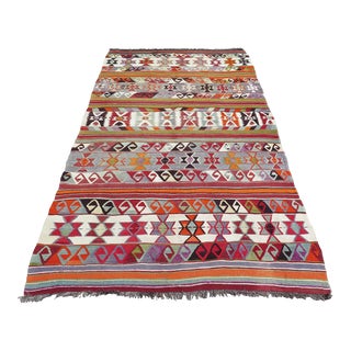 Mid 20th Century Mid 20th Century Vintage Aesthetic Turkish Area Boho Authentic Handmade Kilim Rug For Sale