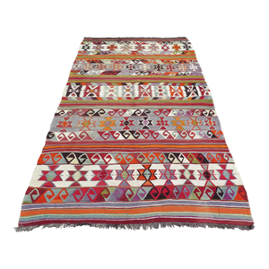 Mid 20th Century Mid 20th Century Vintage Aesthetic Turkish Area Boho Authentic Handmade Kilim Rug