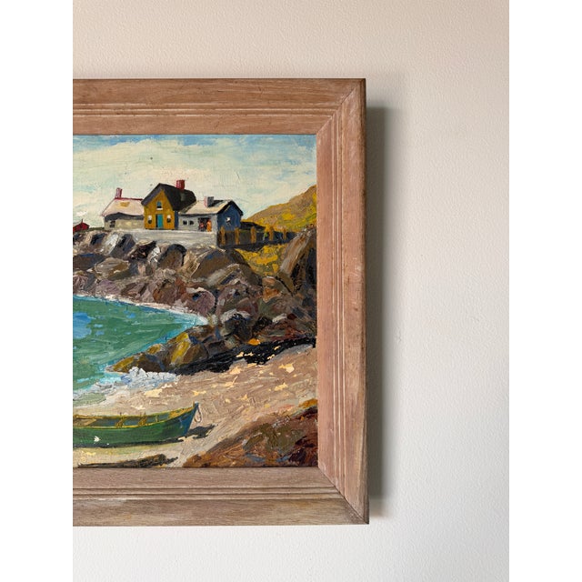2000 - 2009 Vintage Impressionist Coastal Harbor Oil Painting on Canvas - Framed For Sale - Image 5 of 18