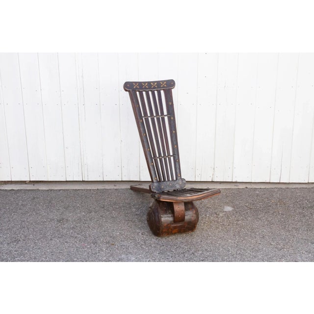 Wood & Metal Tribal Wheel Chair For Sale - Image 10 of 13