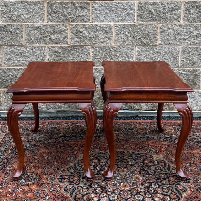 1990s Knob Creek Penn Manor Collection Queen Anne Solid Cherry Tea Tables - A Pair (31-8224) For Sale - Image 10 of 17