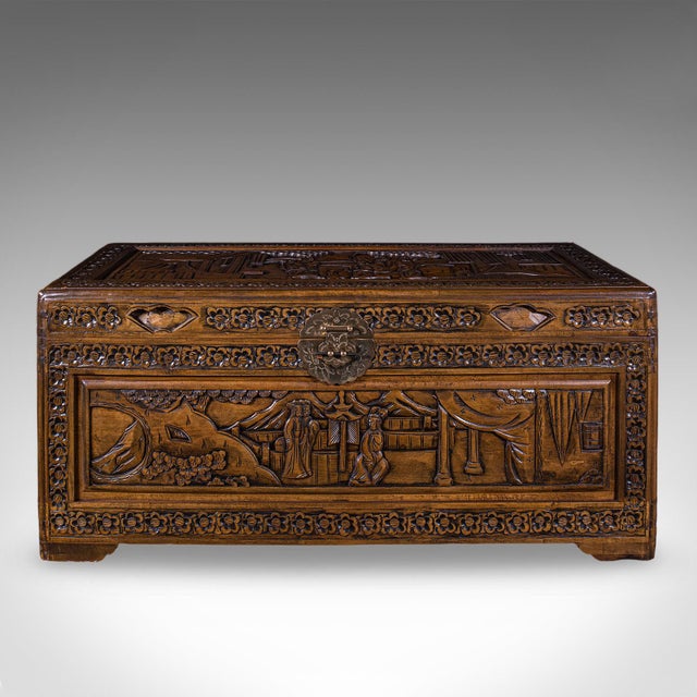 Art Deco Vintage Art Deco Blanket Chest, Oriental, Camphorwood Linen Trunk, Home Storage For Sale - Image 3 of 12